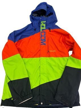Volcom Nimbus Waterproof Snowboard Ski Jacket Mens XL Colorblock 10000mm Retro